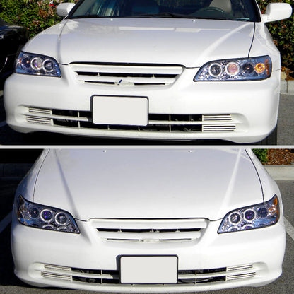 Ronnin - Compatible con Honda Accord Sedán Coupé 1998-2002, montaje de faros delanteros con proyector LED de doble aro y repuesto mejorado, par | Cromo