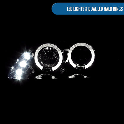 Ronnin - Fits 1998-2002 Honda Accord Sedan Coupe Upgrade Replacement LED Dual Rims Projector Headlights Assembly Pair | Black Smoke