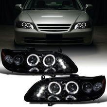 Ronnin - Compatible con Honda Accord Sedan Coupe 1998-2002, faros proyectores LED de doble aro de repuesto mejorados, par | Negro Ahumado