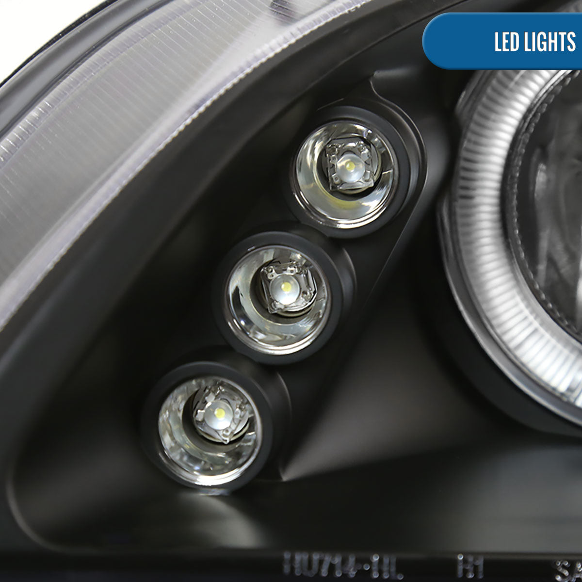 Ronnin - Fits 1998-2002 Honda Accord Sedan Coupe Upgrade Replacement LED Dual Rims Projector Headlights Assembly Pair | Black