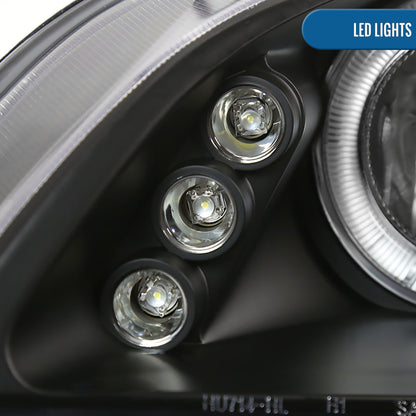 Ronnin - Fits 1998-2002 Honda Accord Sedan Coupe Upgrade Replacement LED Dual Rims Projector Headlights Assembly Pair | Black