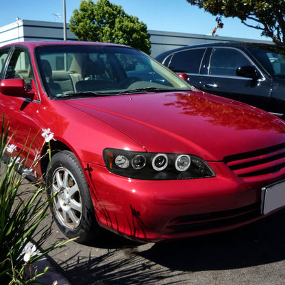 Ronnin - Fits 1998-2002 Honda Accord Sedan Coupe Upgrade Replacement LED Dual Rims Projector Headlights Assembly Pair | Black
