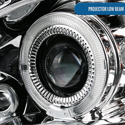 Ronnin - Compatible con Chevy Avalanche Tahoe Suburban 1500 2500 de 2007-2014 Faros delanteros proyectores LED con doble halo y luces de marcha en juego | Cromado