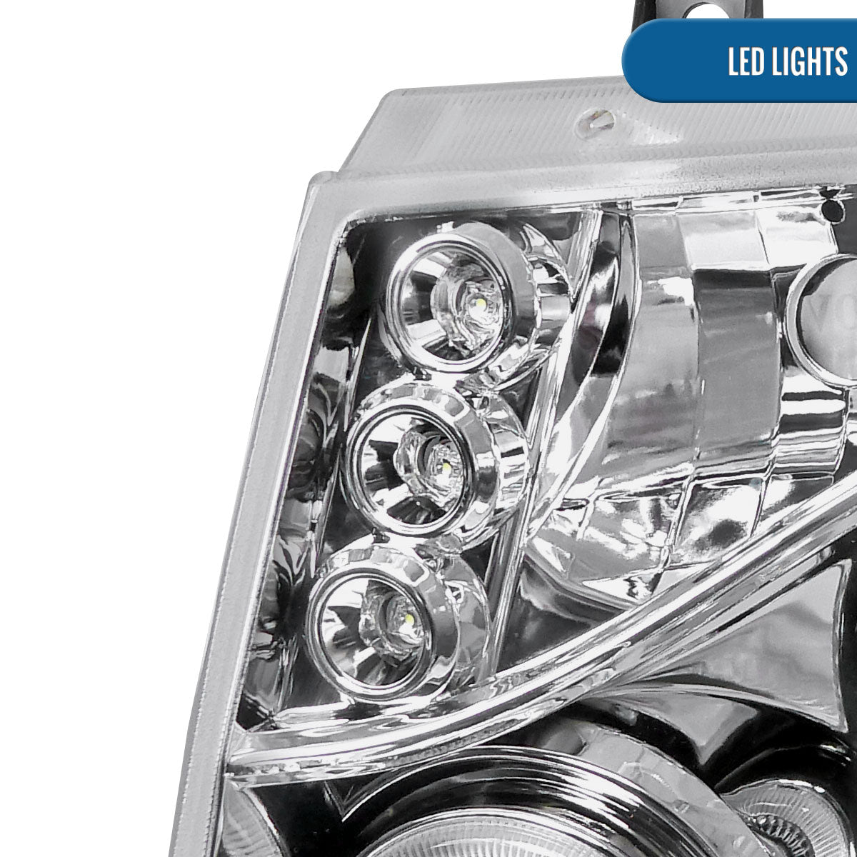 Ronnin - Compatible con Chevy Avalanche Tahoe Suburban 1500 2500 de 2007-2014 Faros delanteros proyectores LED con doble halo y luces de marcha en juego | Cromado