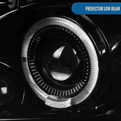 Ronnin - Se adapta a Chevy Avalanche Tahoe Suburban 1500 2500 2007-2014 Faros delanteros con proyector de luces de circulación LED de doble halo | Negro brillante