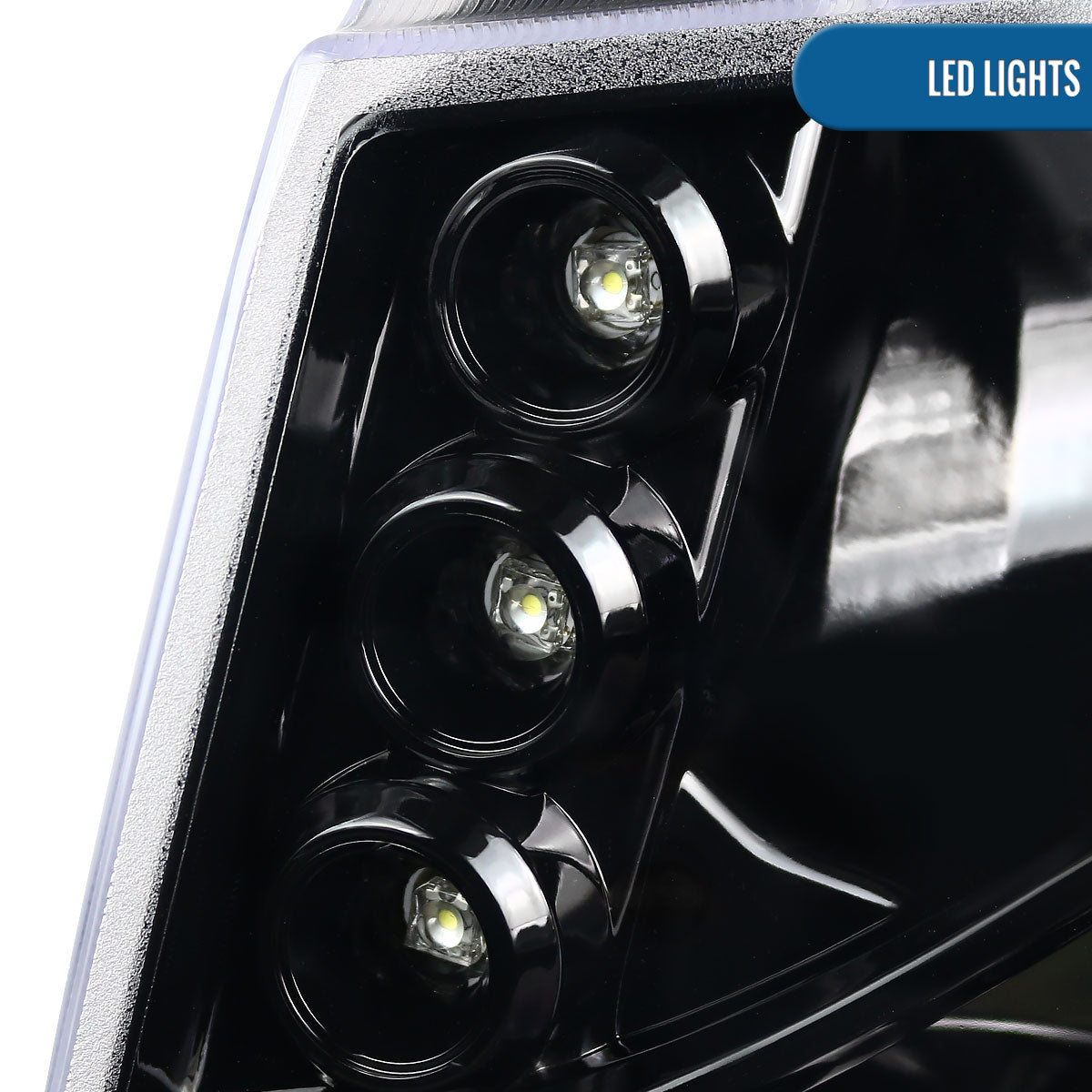Ronnin - Se adapta a Chevy Avalanche Tahoe Suburban 1500 2500 2007-2014 Faros delanteros con proyector de luces de circulación LED de doble halo | Negro brillante