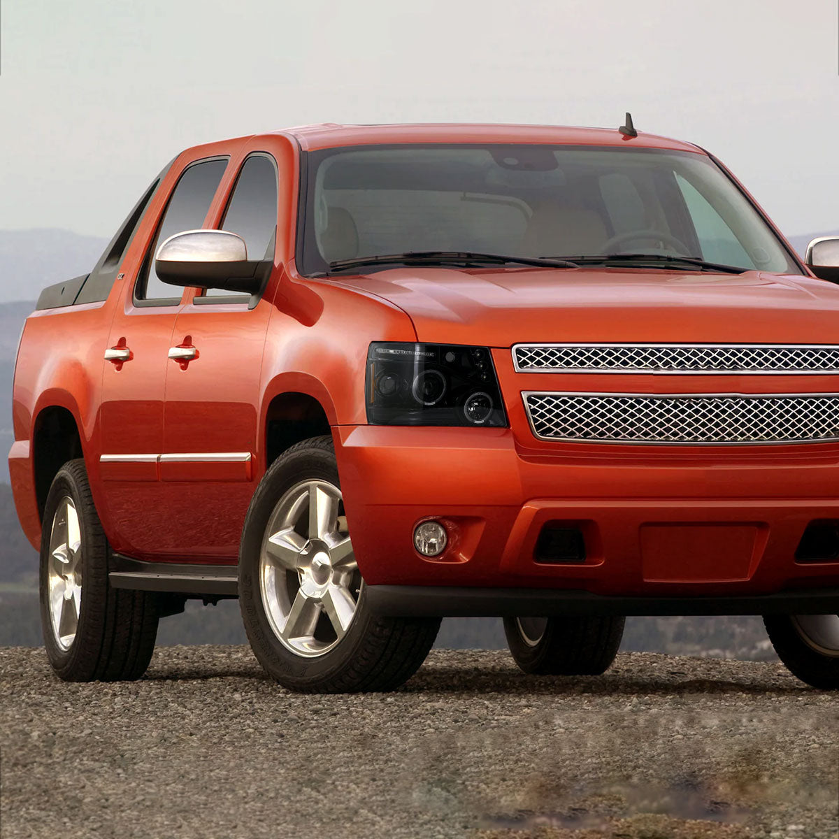 Ronnin - Se adapta a Chevy Avalanche Tahoe Suburban 1500 2500 2007-2014 Faros delanteros con proyector de luces de circulación LED de doble halo | Negro brillante
