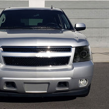 Ronnin - Se adapta a Chevy Avalanche Tahoe Suburban 1500 2500 2007-2014 Faros delanteros con proyector de luces de circulación LED de doble halo | Negro brillante