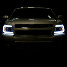 Ronnin - Fits 2007-2014 Chevy Avalanche Tahoe Suburban 1500 2500 Projector Headlights LED Dual Halo Rims Running Lights Assembly Pair | Gloss Black