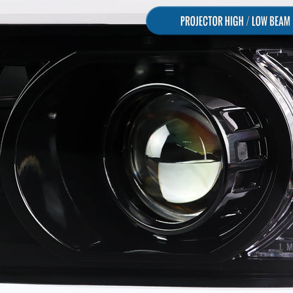 Ronnin - Fits 2007-2013 Chevy Avalanche 2007-2014 Tahoe Suburban 1500 2500 Upgraded Replacement Projector Headlights LED Tube Driving Lights Assembly Pair | Gloss Black