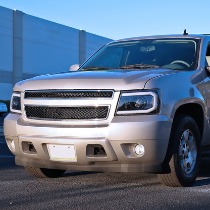 Ronnin - Fits 2007-2013 Chevy Avalanche 2007-2014 Tahoe Suburban 1500 2500 Upgraded Replacement Projector Headlights LED Tube Driving Lights Assembly Pair | Gloss Black