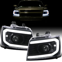 Ronnin - Fits 2007-2014 Chevy Avalanche Tahoe Suburban 1500 2500 Projector Headlights LED Dual Halo Rims Running Lights Assembly Pair | Gloss Black