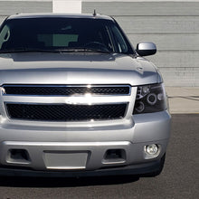 Ronnin - Se adapta a Chevy Avalanche Tahoe Suburban 1500 2500 2007-2014 Faros delanteros con proyector LED de doble aro de halo y luces de circulación diurna, par | Negro humo