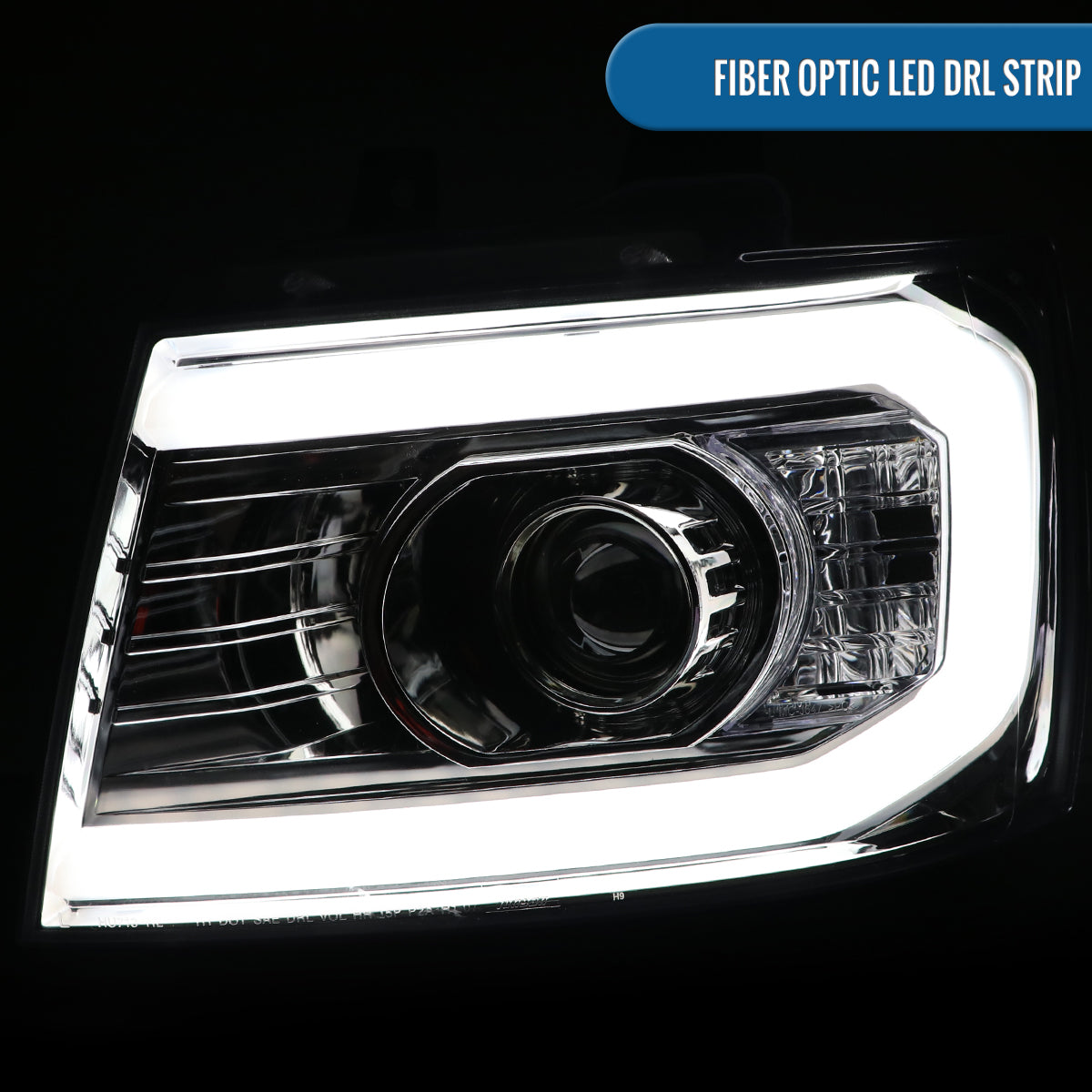 Ronnin - Fits 2007-2013 Chevy Avalanche 2007-2014 Tahoe Suburban 1500 2500 Upgraded Replacement Projector Headlights LED Tube Driving Lights Assembly Pair | Chrome