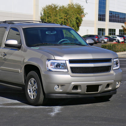 Ronnin - Fits 2007-2013 Chevy Avalanche 2007-2014 Tahoe Suburban 1500 2500 Upgraded Replacement Projector Headlights LED Tube Driving Lights Assembly Pair | Chrome