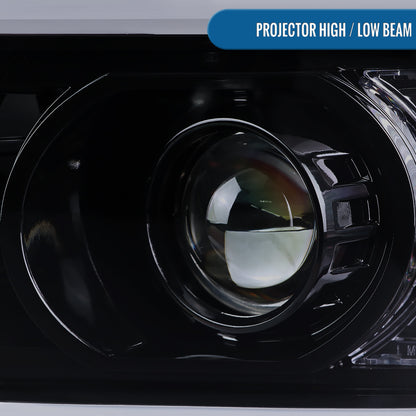 Ronnin - Fits 2007-2013 Chevy Avalanche 2007-2014 Tahoe Suburban 1500 2500 Upgraded Replacement Projector Headlights LED Tube Driving Lights Assembly Pair | Black Smoke