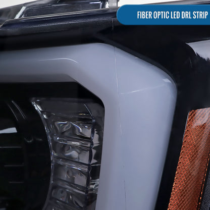 Ronnin - Fits 2007-2013 Chevy Avalanche 2007-2014 Tahoe Suburban 1500 2500 Upgraded Replacement Projector Headlights LED Tube Driving Lights Assembly Pair | Black Smoke