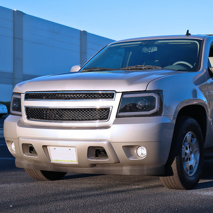 Ronnin - Fits 2007-2013 Chevy Avalanche 2007-2014 Tahoe Suburban 1500 2500 Upgraded Replacement Projector Headlights LED Tube Driving Lights Assembly Pair | Black Smoke