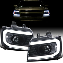 Ronnin - Fits 2007-2013 Chevy Avalanche 2007-2014 Tahoe Suburban 1500 2500 Upgraded Replacement Projector Headlights LED Tube Driving Lights Assembly Pair | Black Smoke