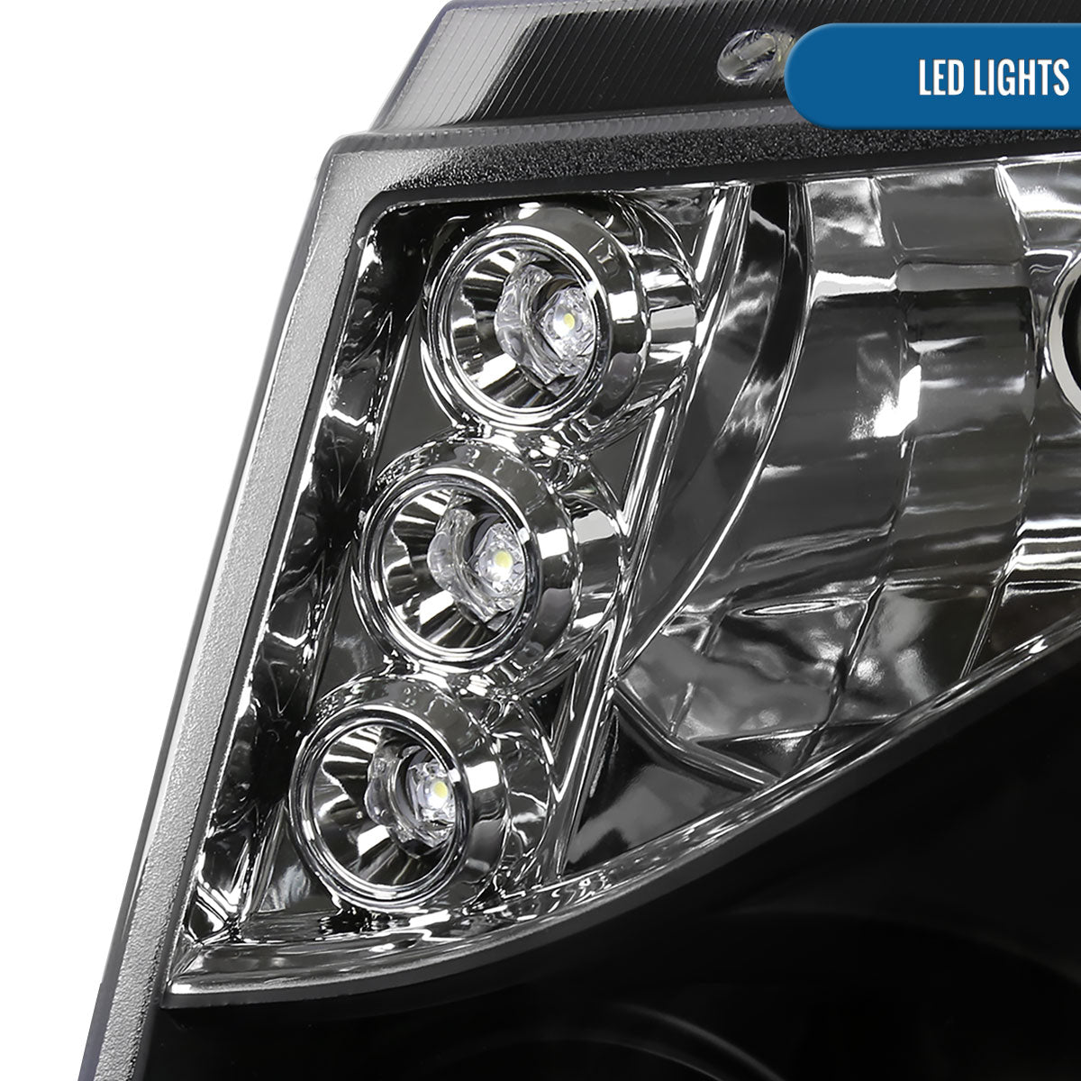 Ronnin - Compatible con Chevy Avalanche Tahoe Suburban 1500 2500 de 2007-2014 Faros delanteros proyectores LED de doble halo y luces de marcha. Par | Negros