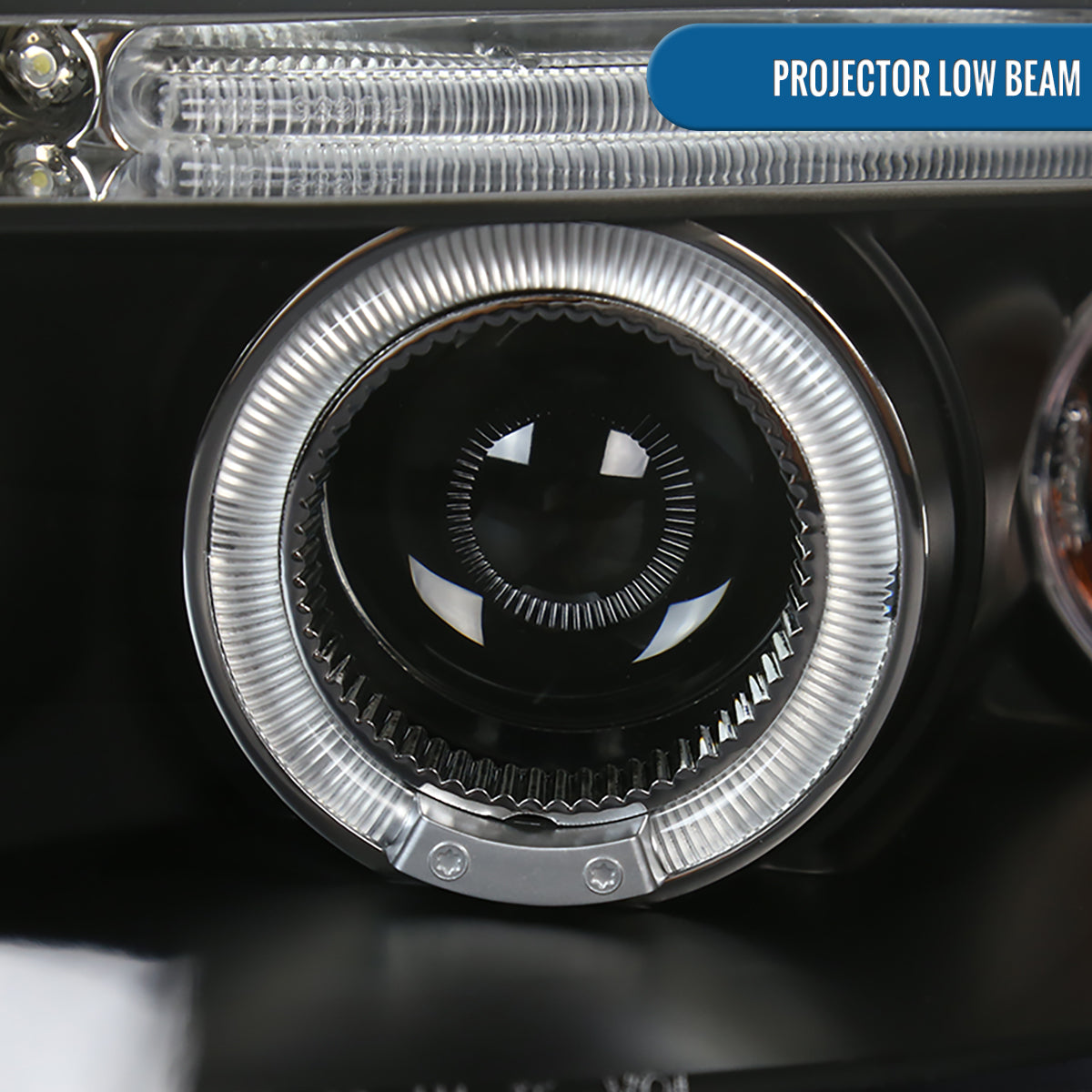 Ronnin - Compatible con Chevy Aveo Sedán Hatchback 2004-2008 Par de Reemplazo de Faros Delanteros con Proyector LED de Doble Aro | Negro