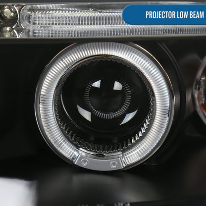 Ronnin - Compatible con Chevy Aveo Sedán Hatchback 2004-2008 Par de Reemplazo de Faros Delanteros con Proyector LED de Doble Aro | Negro