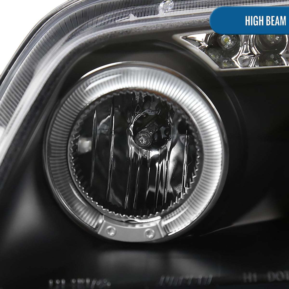 Ronnin - Compatible con Chevy Aveo Sedán Hatchback 2004-2008 Par de Reemplazo de Faros Delanteros con Proyector LED de Doble Aro | Negro