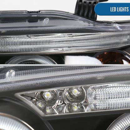Ronnin - Compatible con Chevy Aveo Sedán Hatchback 2004-2008 Par de Reemplazo de Faros Delanteros con Proyector LED de Doble Aro | Negro