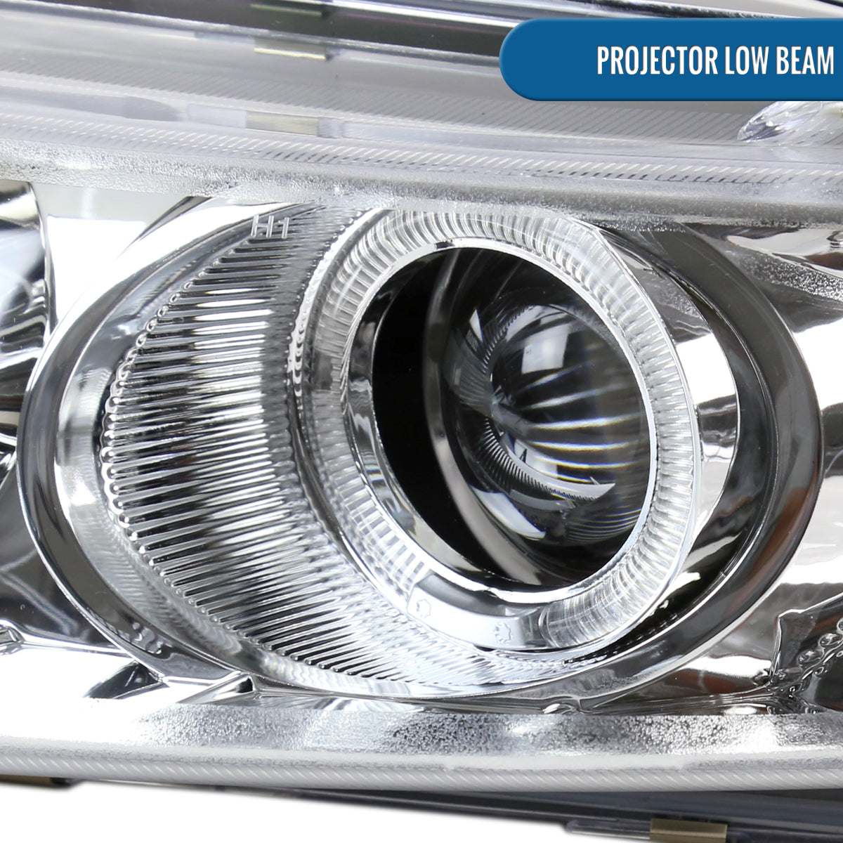 Ronnin - Faros delanteros con proyector LED de doble aro, repuesto de mejora para Dodge Avenger Sebring 1997-2000, par | Cromado