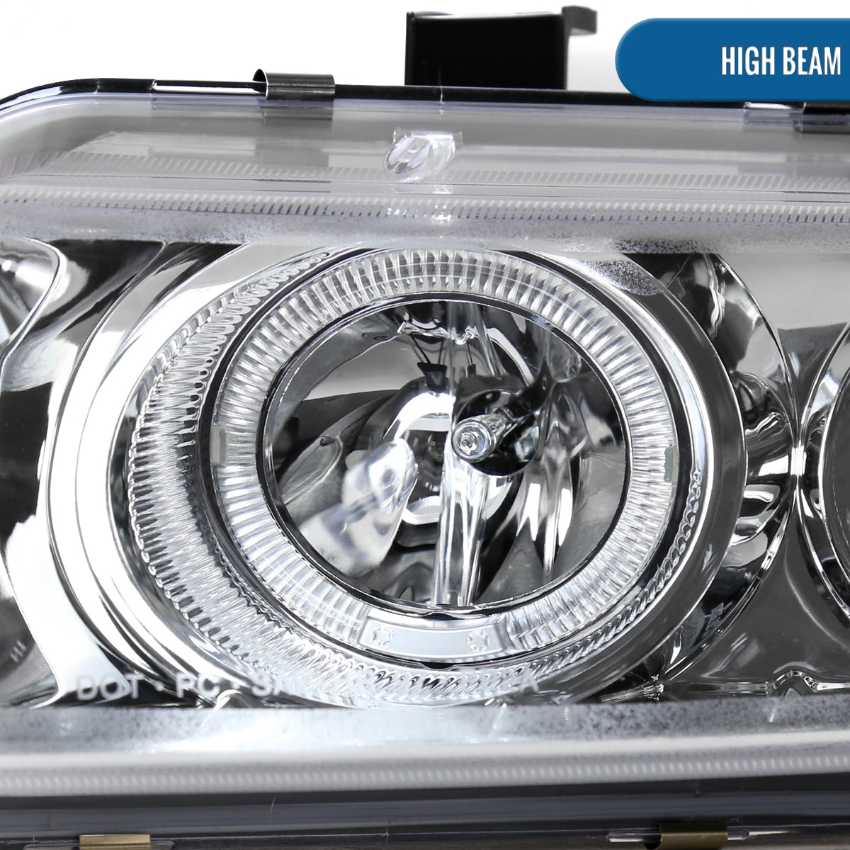 Ronnin - Faros delanteros con proyector LED de doble aro, repuesto de mejora para Dodge Avenger Sebring 1997-2000, par | Cromado
