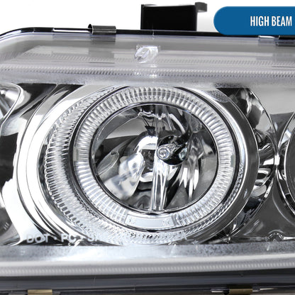 Ronnin - Faros delanteros con proyector LED de doble aro, repuesto de mejora para Dodge Avenger Sebring 1997-2000, par | Cromado