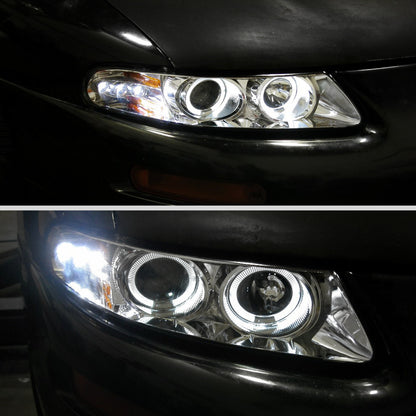 Ronnin - Faros delanteros con proyector LED de doble aro, repuesto de mejora para Dodge Avenger Sebring 1997-2000, par | Cromado