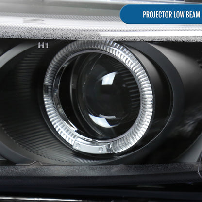 Ronnin - Se adapta a Dodge Avenger Sebring de 1997-2000, par de faros delanteros con proyector LED de doble aro, repuesto mejorado | Negro