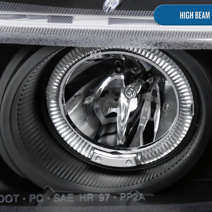 Ronnin - Se adapta a Dodge Avenger Sebring de 1997-2000, par de faros delanteros con proyector LED de doble aro, repuesto mejorado | Negro