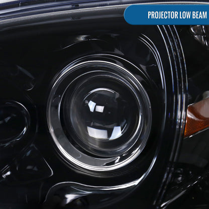 Ronnin - Faros delanteros con proyector halógeno y luces de circulación diurna LED aptos para Mercedes-Benz W163 ML320 ML350 ML500 de 2002-2005, especificación estadounidense | Par ahumado negro