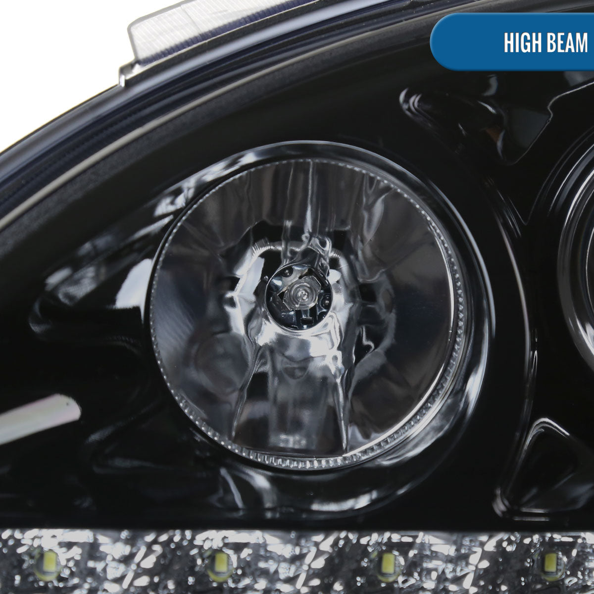 Ronnin - Faros delanteros con proyector halógeno y luces de circulación diurna LED aptos para Mercedes-Benz W163 ML320 ML350 ML500 de 2002-2005, especificación estadounidense | Par ahumado negro