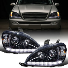 Ronnin - Faros delanteros con proyector halógeno y luces de circulación diurna LED aptos para Mercedes-Benz W163 ML320 ML350 ML500 de 2002-2005, especificación estadounidense | Par ahumado negro