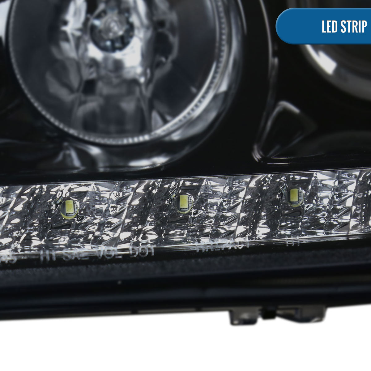 Ronnin - Se adapta a Mercedes-Benz ML320 ML430 de especificaciones estadounidenses de 1998-2001, par de faros delanteros con proyector halógeno y luces LED de circulación diurna de repuesto mejoradas | Negro ahumado