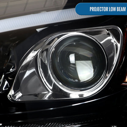2006-2008 Mercedes-Benz US Spec ML350 ML500 ML320 LED Sequential Turn Signals Halogen Projector Headlights Assembly Pair | Gloss Black