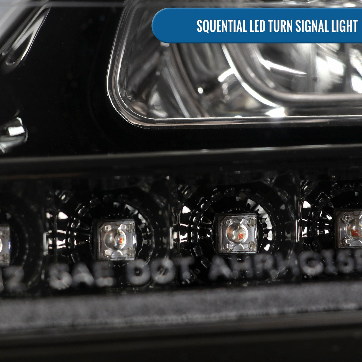 2006-2008 Mercedes-Benz US Spec ML350 ML500 ML320 LED Sequential Turn Signals Halogen Projector Headlights Assembly Pair | Gloss Black