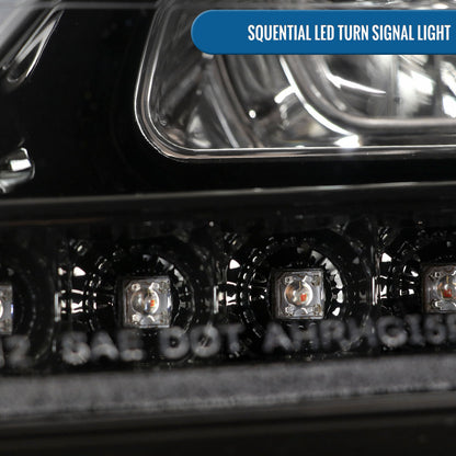 2006-2008 Mercedes-Benz US Spec ML350 ML500 ML320 LED Sequential Turn Signals Halogen Projector Headlights Assembly Pair | Gloss Black