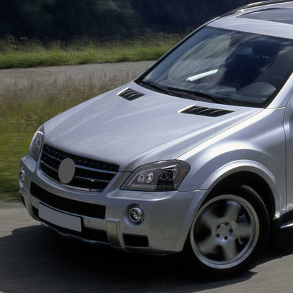 Ronnin - Compatible con Mercedes-Benz ML350 ML500 ML320 con especificaciones estadounidenses de 2006-2008. Ensamblaje de faros delanteros con proyector halógeno y señales de giro LED secuenciales, par | Ahumado