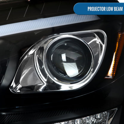 Ronnin - Se adapta a Mercedes-Benz ML350 ML500 ML320 con especificaciones estadounidenses de 2006-2008, conjunto de faros delanteros con proyector halógeno y señales de giro LED secuenciales | Par Negro