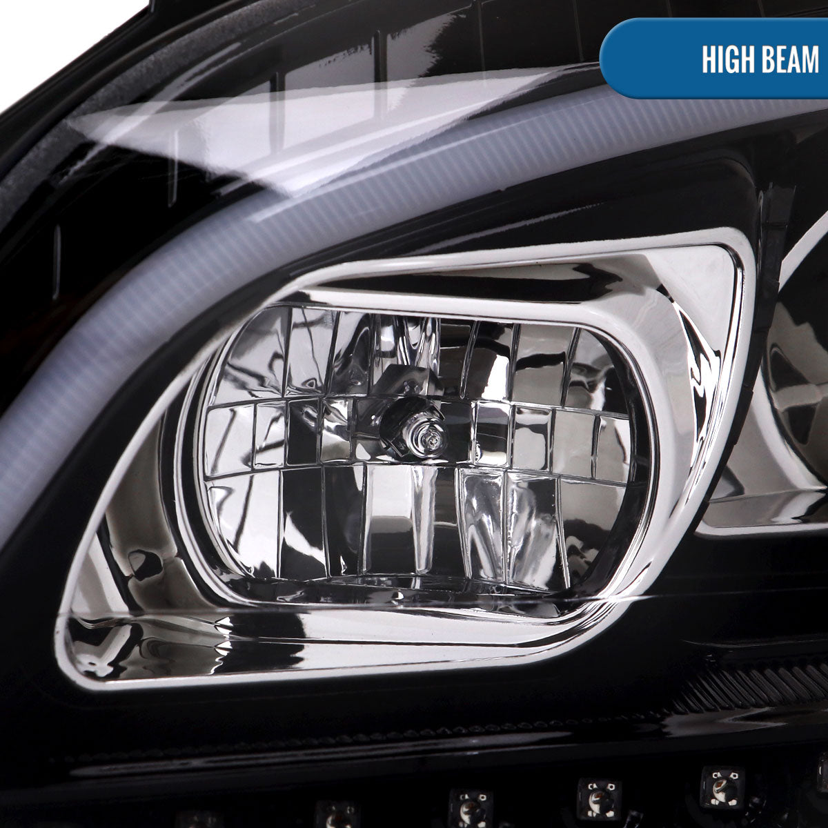 Ronnin - Fits 2009-2011 Mercedes Benz ML350 ML320 ML550 US Spec Upgraded Replacement LED Sequential Turn Signals Halogen Projector Headlights Assembly Pair | Gloss Black