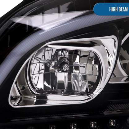 Ronnin - Fits 2009-2011 Mercedes Benz ML350 ML320 ML550 US Spec Upgraded Replacement LED Sequential Turn Signals Halogen Projector Headlights Assembly Pair | Gloss Black