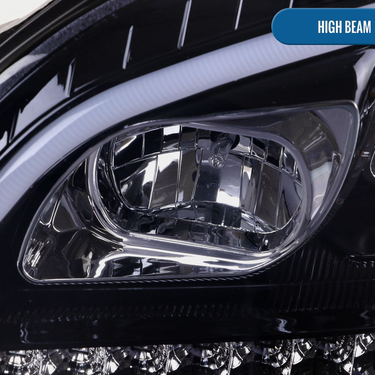 Ronnin - Fits 2009-2011 Mercedes Benz ML350 ML320 ML550 US Spec Upgraded Replacement LED Sequential Turn Signals Halogen Projector Headlights Assembly Pair | Black Smoke