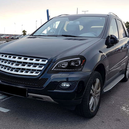 Ronnin - Fits 2009-2011 Mercedes Benz ML350 ML320 ML550 US Spec Upgraded Replacement LED Sequential Turn Signals Halogen Projector Headlights Assembly Pair | Black Smoke