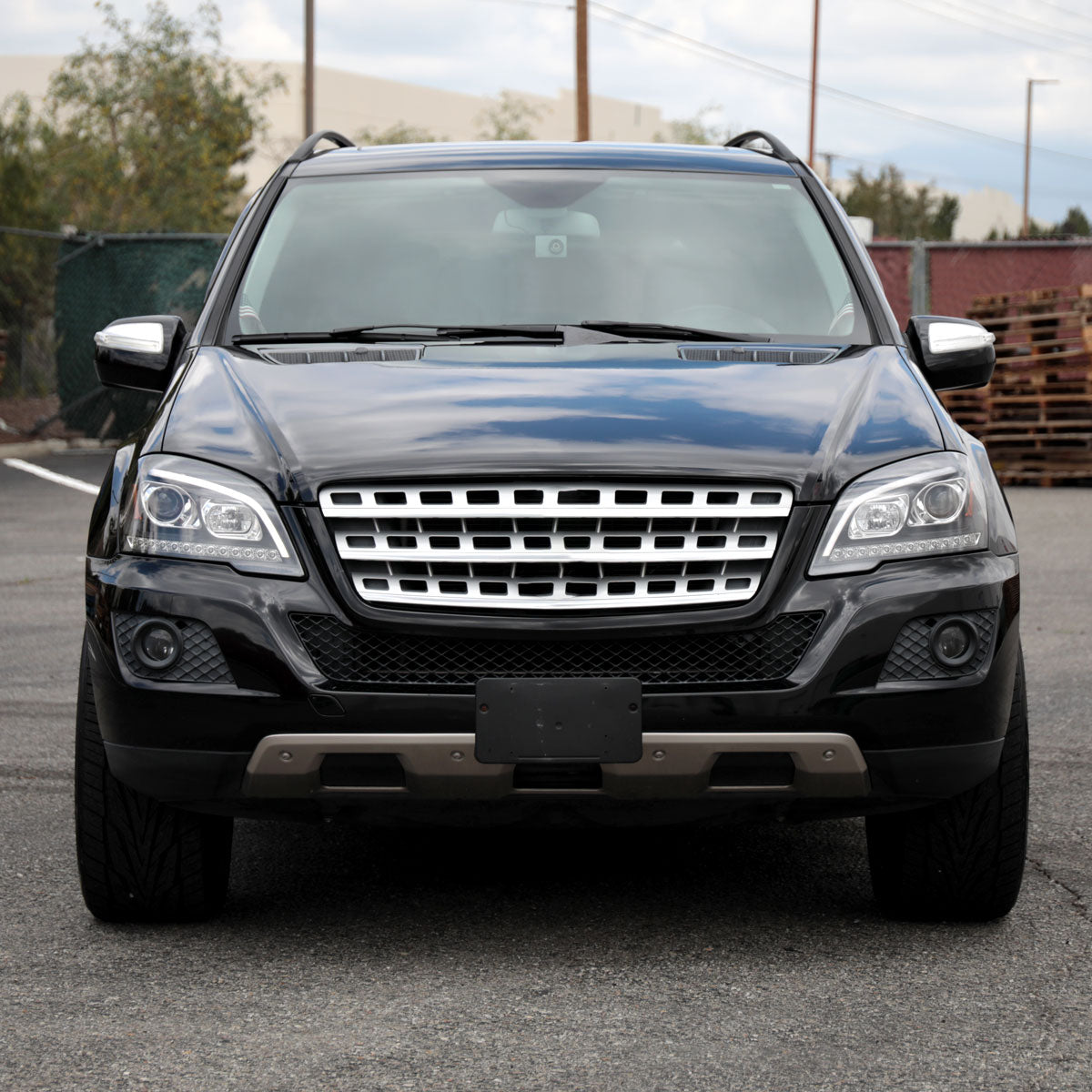 Ronnin - Se adapta a Mercedes Benz ML350 ML320 ML550 2009-2011, intermitentes LED secuenciales mejorados de repuesto con proyector halógeno, conjunto de faros delanteros (par) | Negro