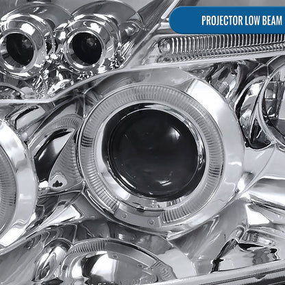 Ronnin - Se adapta a Dodge Caliber 2007-2012 Faros delanteros de proyector LED mejorados con doble aro y luces de circulación diurna | Cromo