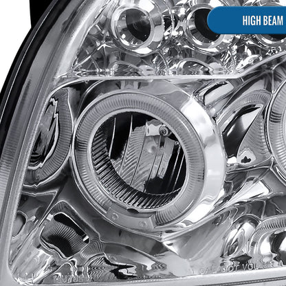 Ronnin - Se adapta a Dodge Caliber 2007-2012 Faros delanteros de proyector LED mejorados con doble aro y luces de circulación diurna | Cromo